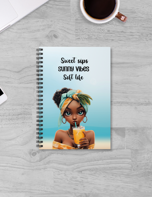Sunkissed & Sippin Spiral Notebook